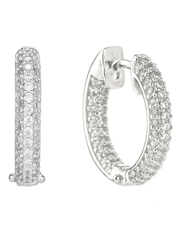 Round Paved Diamond Hoop Earrings (SKJ1213)