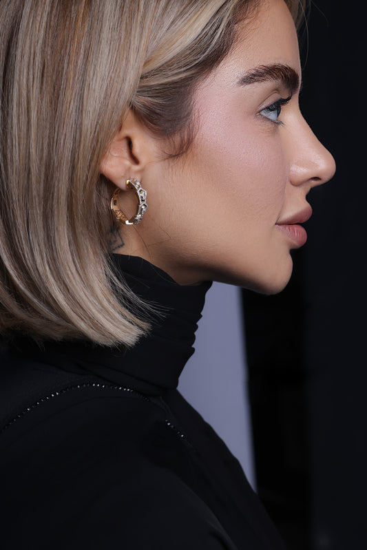 Marquise and Round Yellow Gold Diamond Hoop Earrings (SKJ1216)