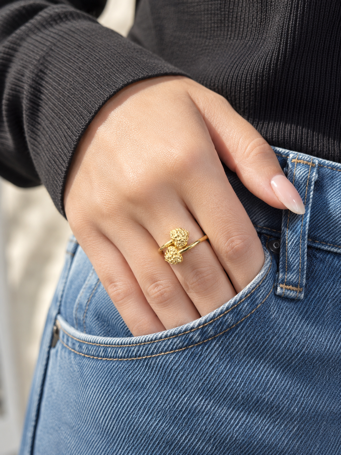 18k Gold Heart Overlap Ring (GJEW13)