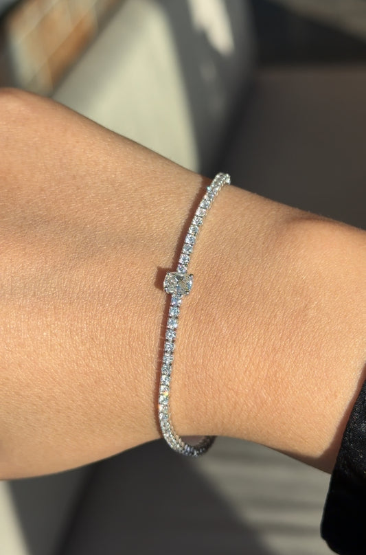 Tennis Bracelet with Cushion Centerstone (ARJS3989)
