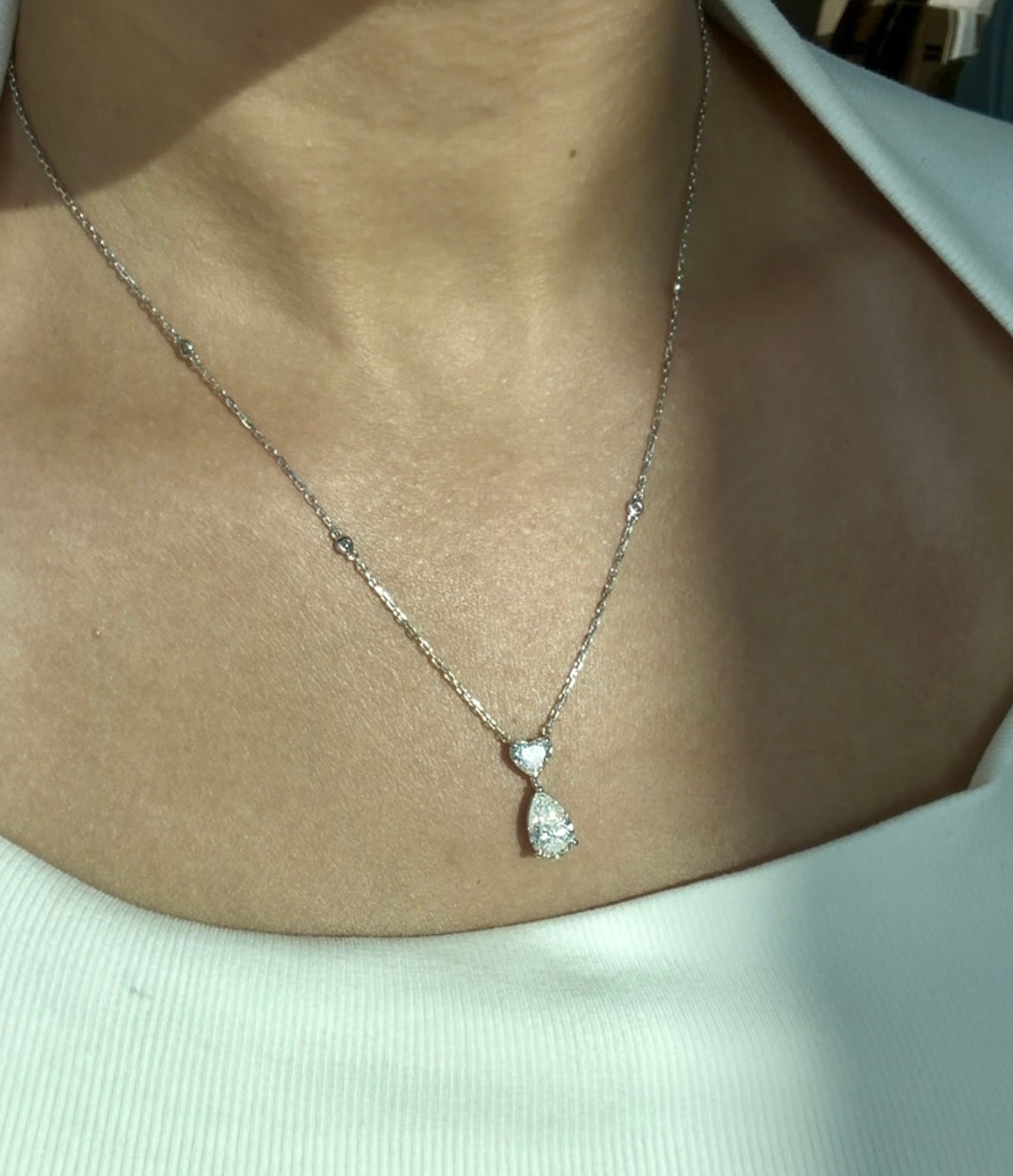 Classic Daily Wear Pear and Heart Diamond Pendant (ARJS4007)