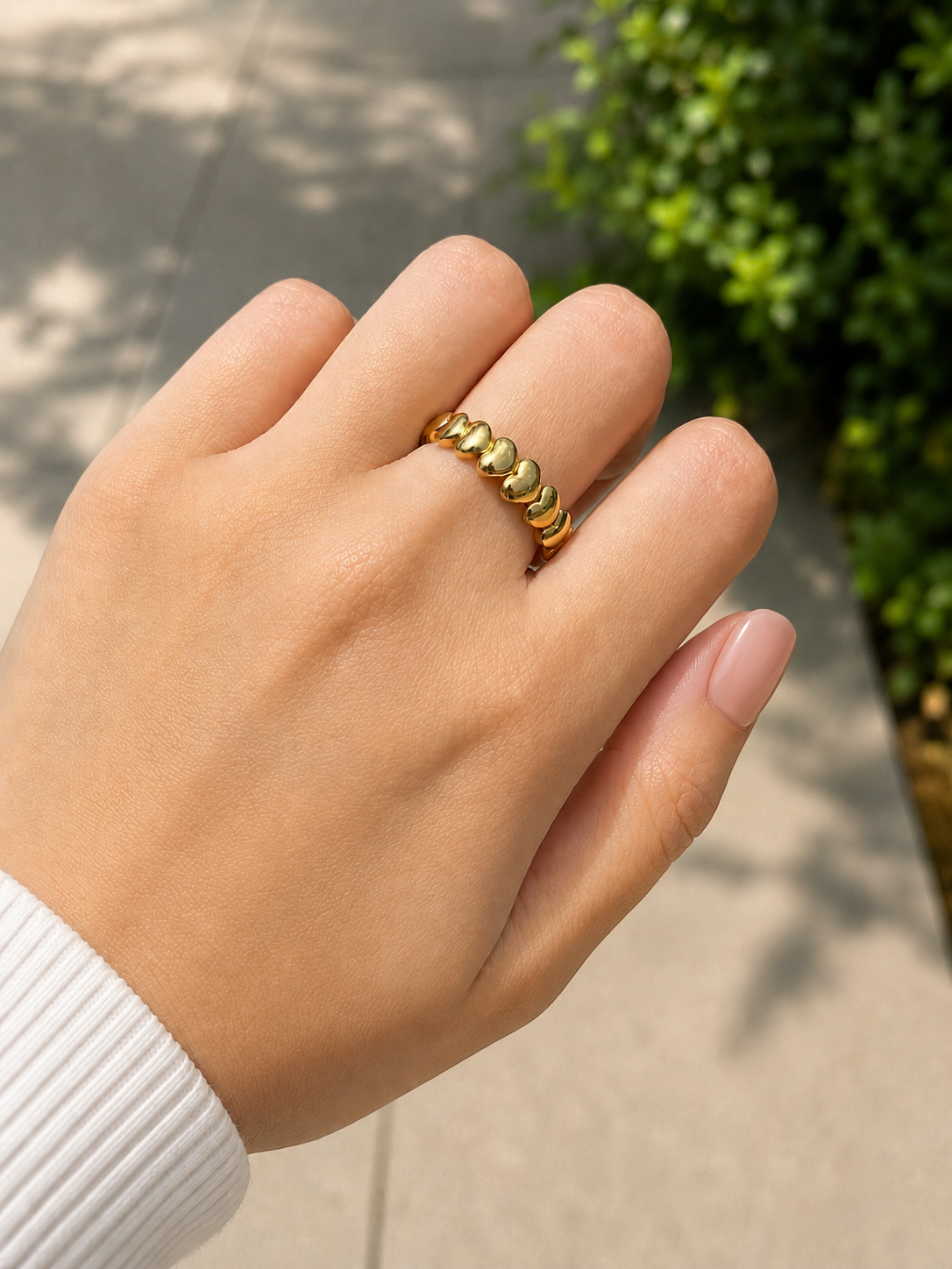 18k Gold Puffy Heart Band Ring (GJEW114)