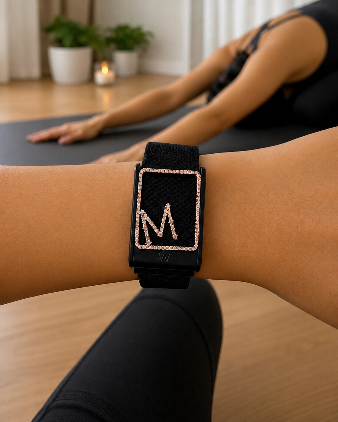 M Letter Diamond Whoop Case in Rose Gold (ARJS4158M)