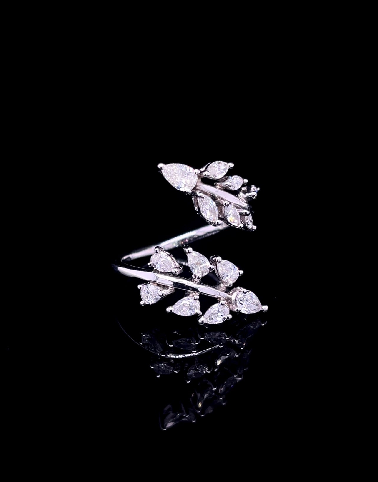 Pear & Marquise Leaf Wrap Diamond Ring (ARJS2594)