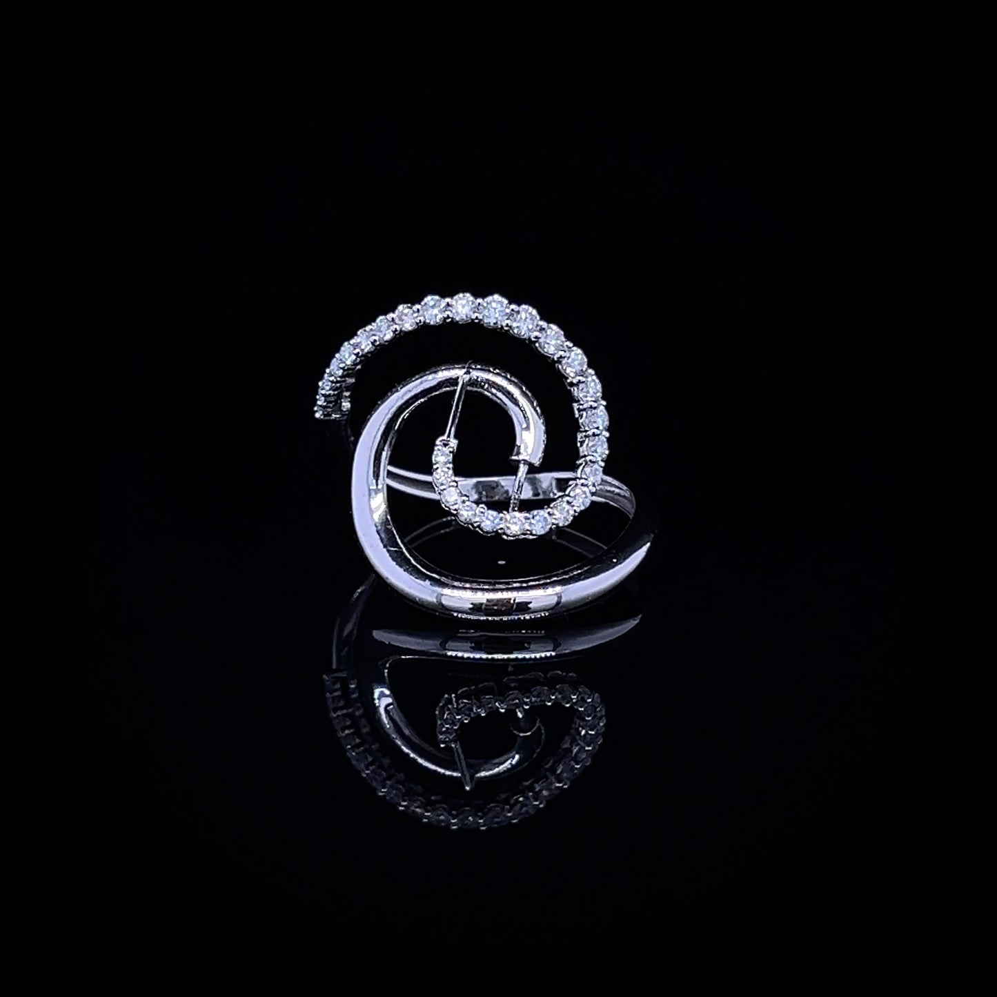 Twirl Design Diamond Ring in White Gold (BRD1266)