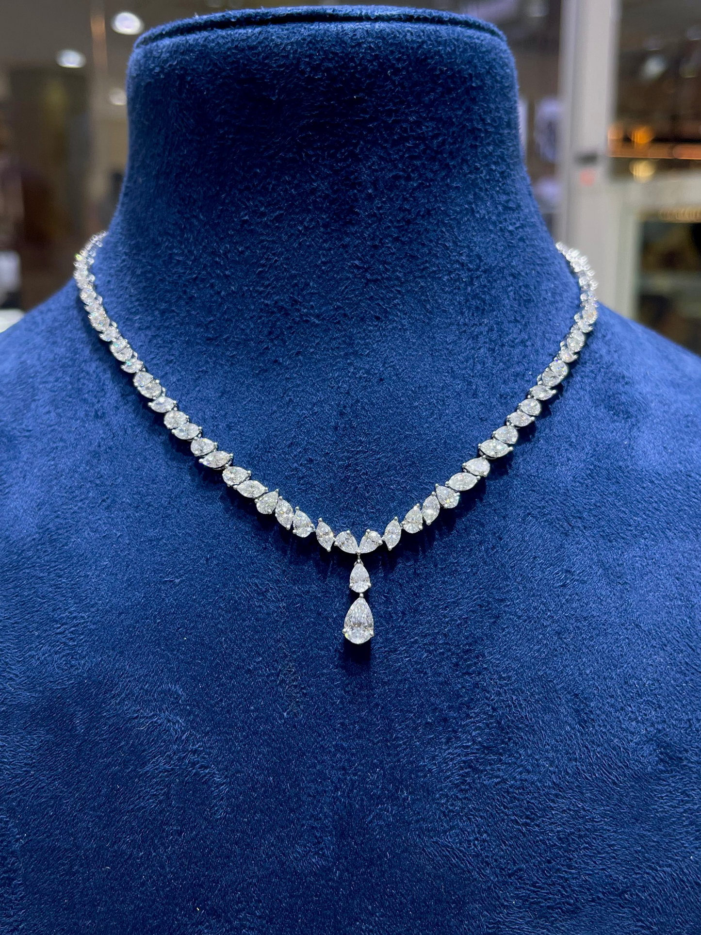 1 CT Pear Drop with Marquise Diamond Necklace (ARJS4125)