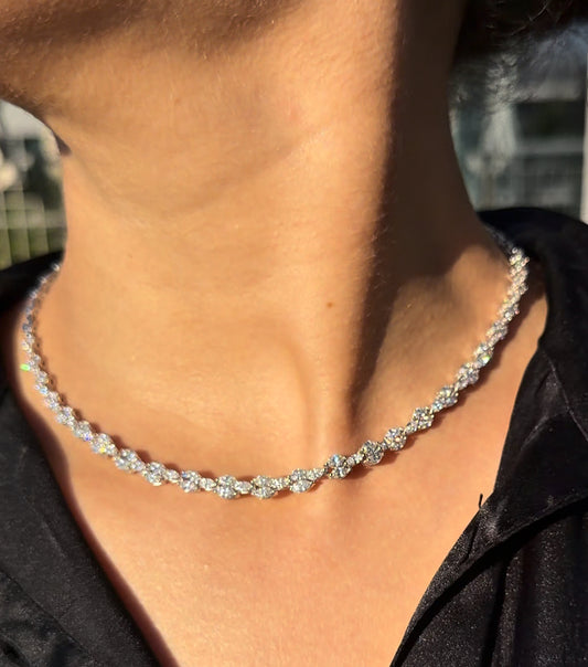 2 Line Marquise Diamond Necklace (ARJS4032)