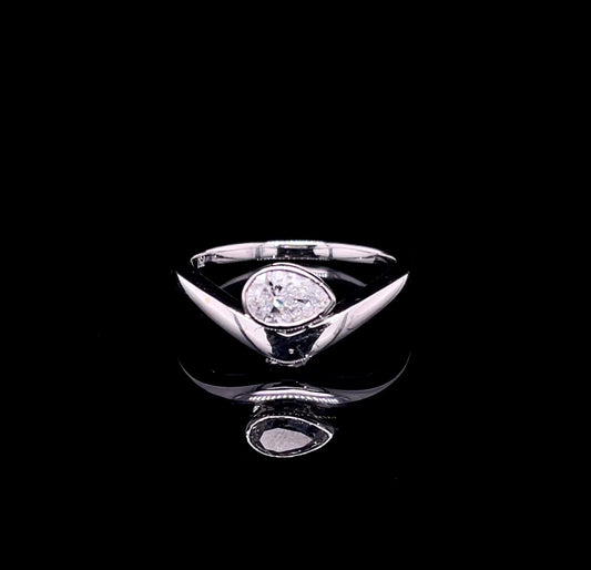 Half Carat Pear in White Gold Diamond Ring (ARJS3967)