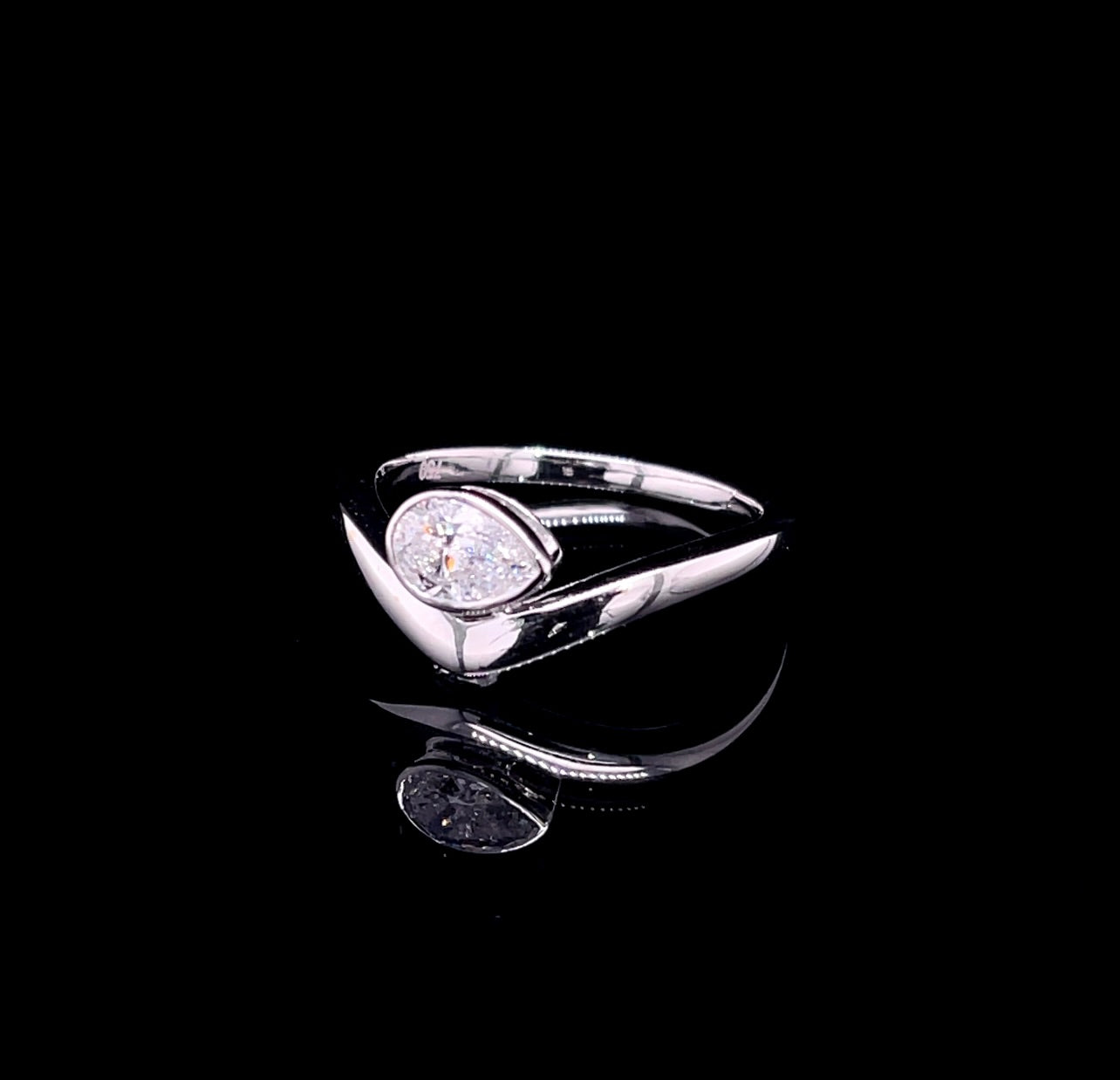 Half Carat Pear in White Gold Diamond Ring (ARJS3967)