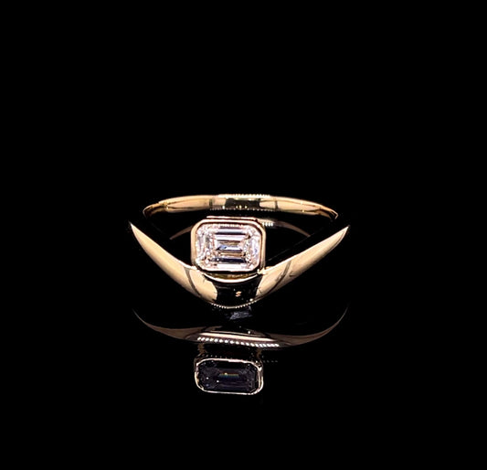 Half Carat Emerald Yellow Gold Diamond Ring (ARJS3965)