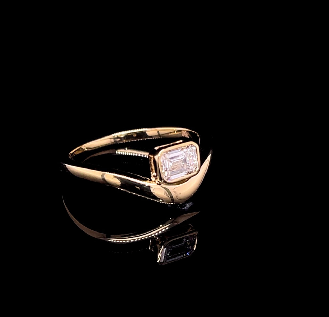 Half Carat Emerald Yellow Gold Diamond Ring (ARJS3965)
