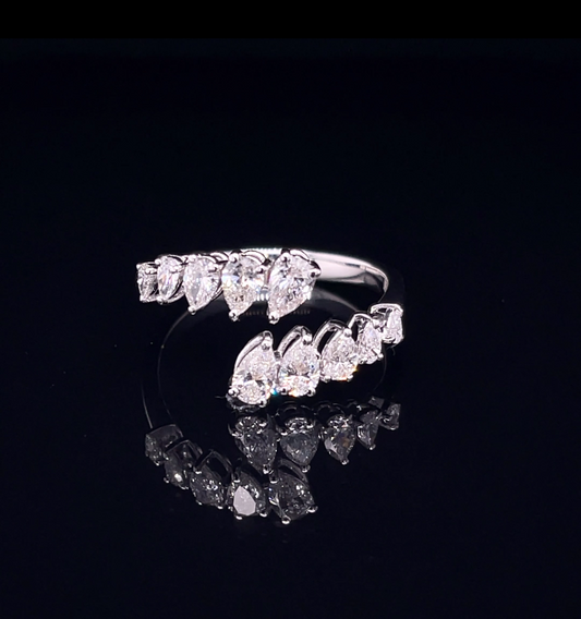 Pear in Graduation Open Diamond Ring (ARJS4009)