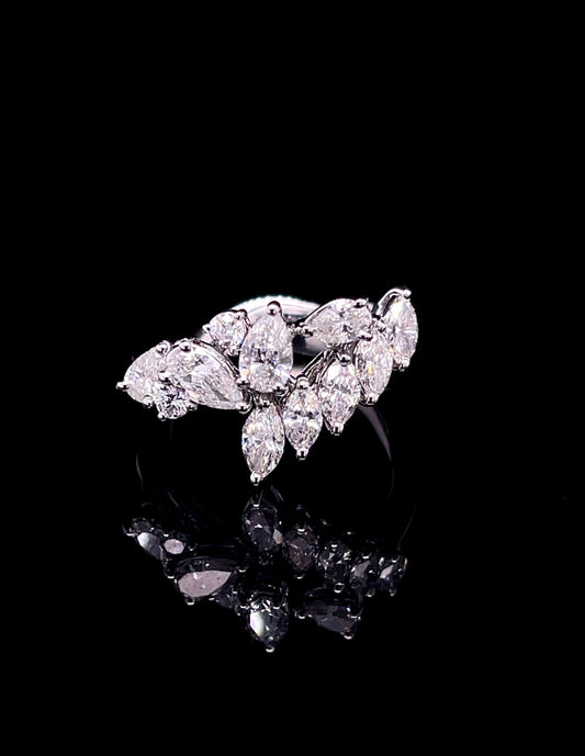 Mix Shape Twisted White Gold Diamond Ring (ARJS4008)