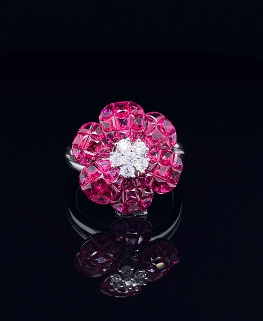 Flower Ruby with Diamond Ring (ARJS3646)
