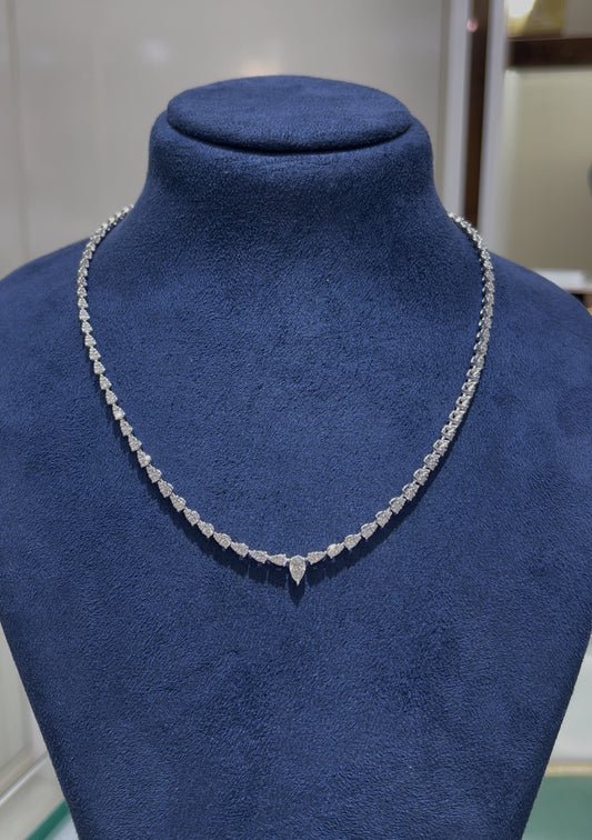 Pear Cluster Type Diamond Necklace (ARJS3728)