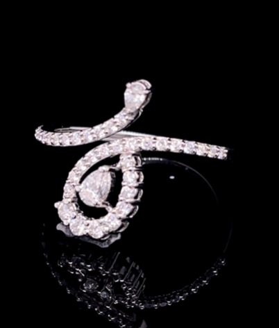 Pear Open Type Diamond Ring (BRD1238)