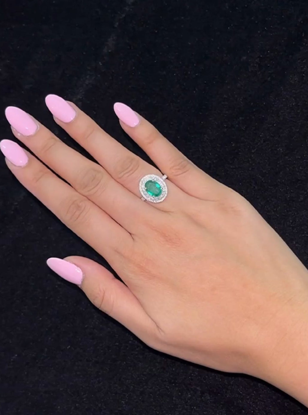 Oval Cut Green Emerald With Diamond Ring(ARJS2563)