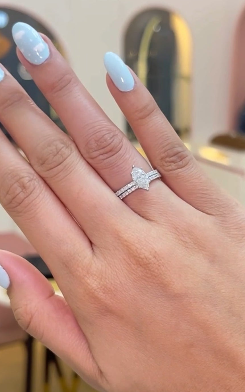 Marquise Twin Band Diamond Ring in White Gold (ARJS2647)
