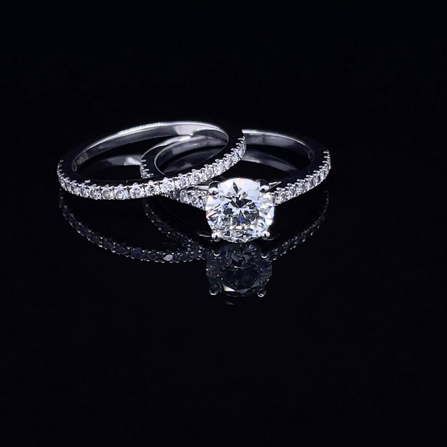 Half Carat Round with Side Diamond Twin Ring (ARJS2332)