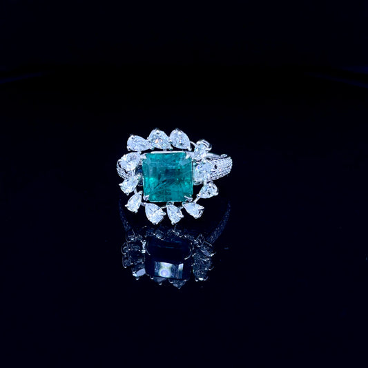 2CT Cushion Green Diamond Ring (ARJS2489)