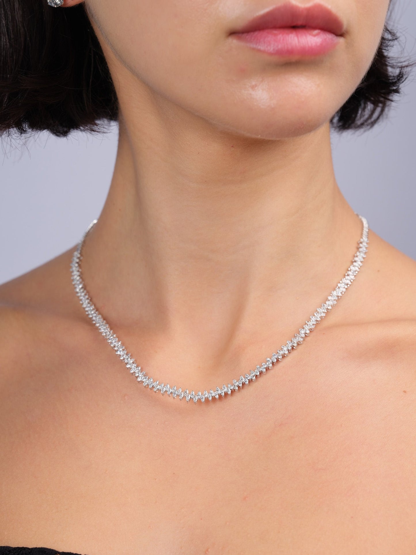 Marquise Zigzag Diamond Necklace (ARJS3784)