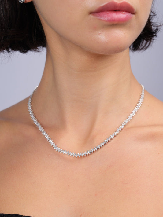 Marquise Zigzag Diamond Necklace (ARJS3784)