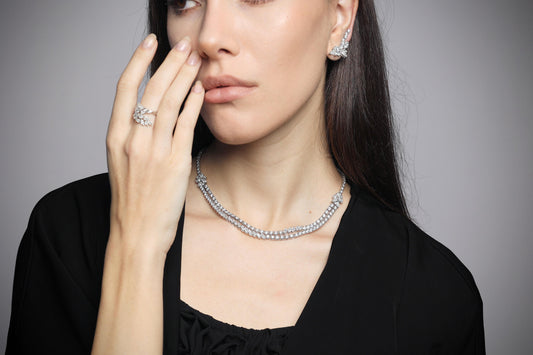 Round & Marquise Climber Diamond Earrings (ARJS3152)