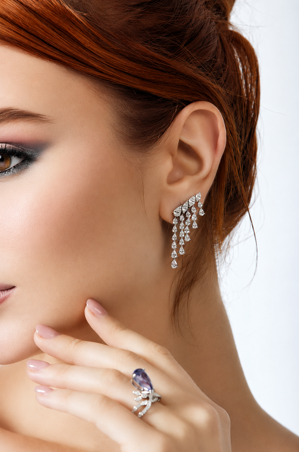 Pear Cut Diamond Cascade Earrings (ARJS2478)