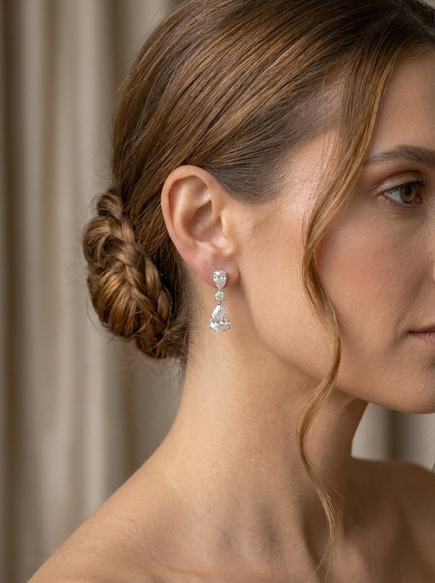 2 Carat Pear Dangling Earring (ARJS4333)