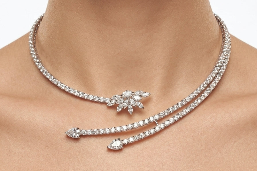 Classic Diamond Blossom Choker (ARJS4288)