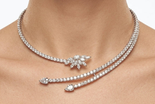 Classic Diamond Blossom Choker (ARJS4288)