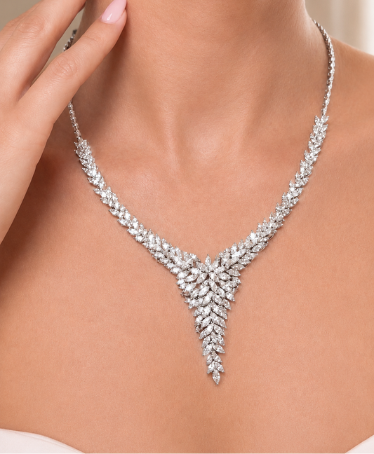 V Style Cluster Diamond Necklace (ARJS3761)