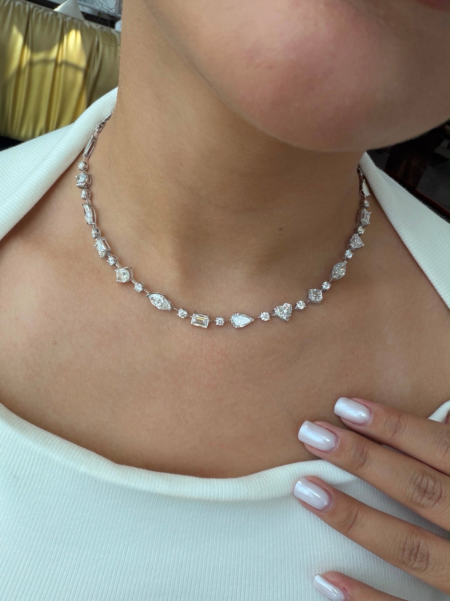 1 Carat Each Mix Cut Diamond Necklace (ARJS4190)