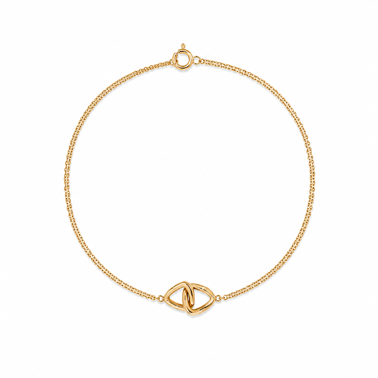 18k Gold Minimalist Double Chain Knot Bracelet (GJEW153)
