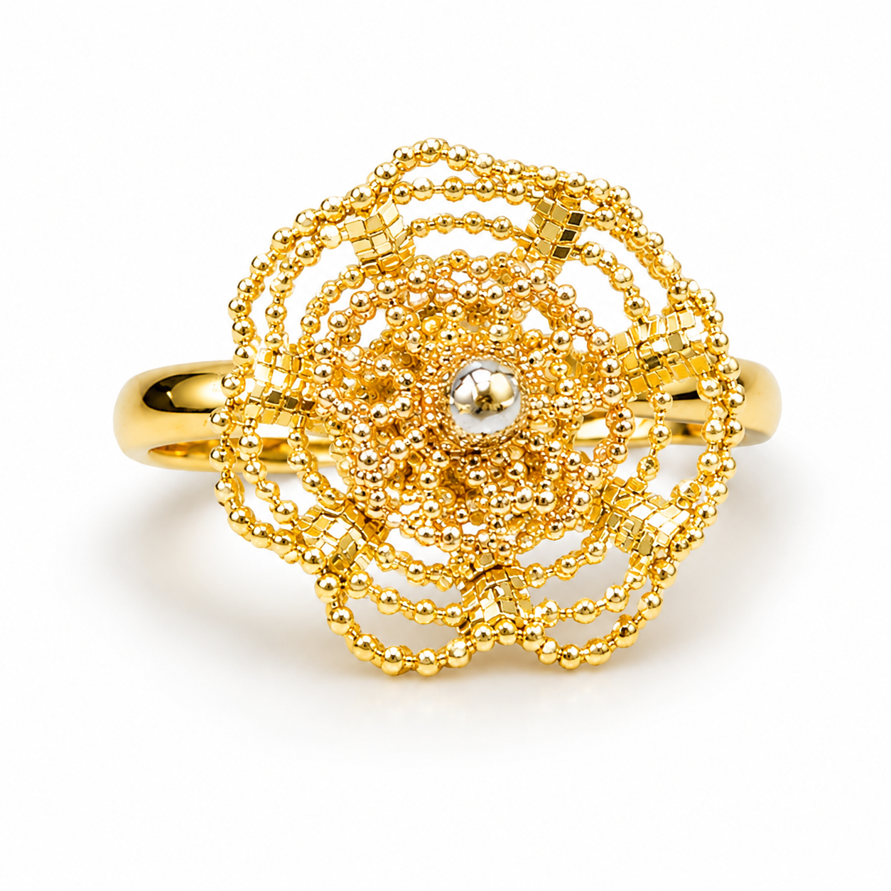 18K Gold Gold Openwork Floral Cocktail Ring (GJEW316)