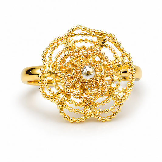 18K Gold Gold Openwork Floral Cocktail Ring (GJEW316)