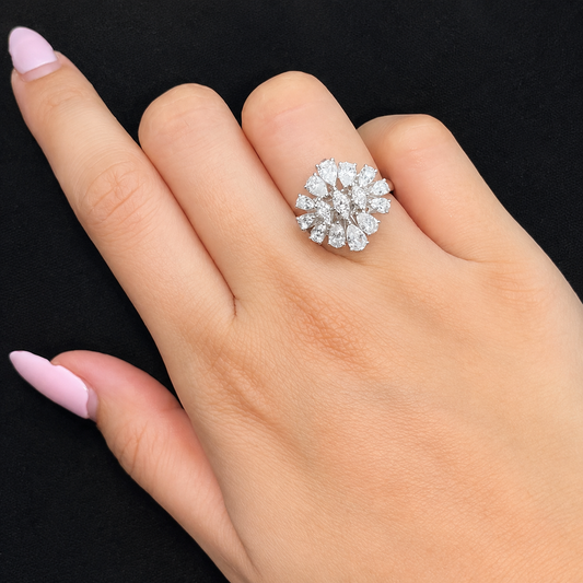 Pear with Mix Shape Diamond Ring (ARJS2607)