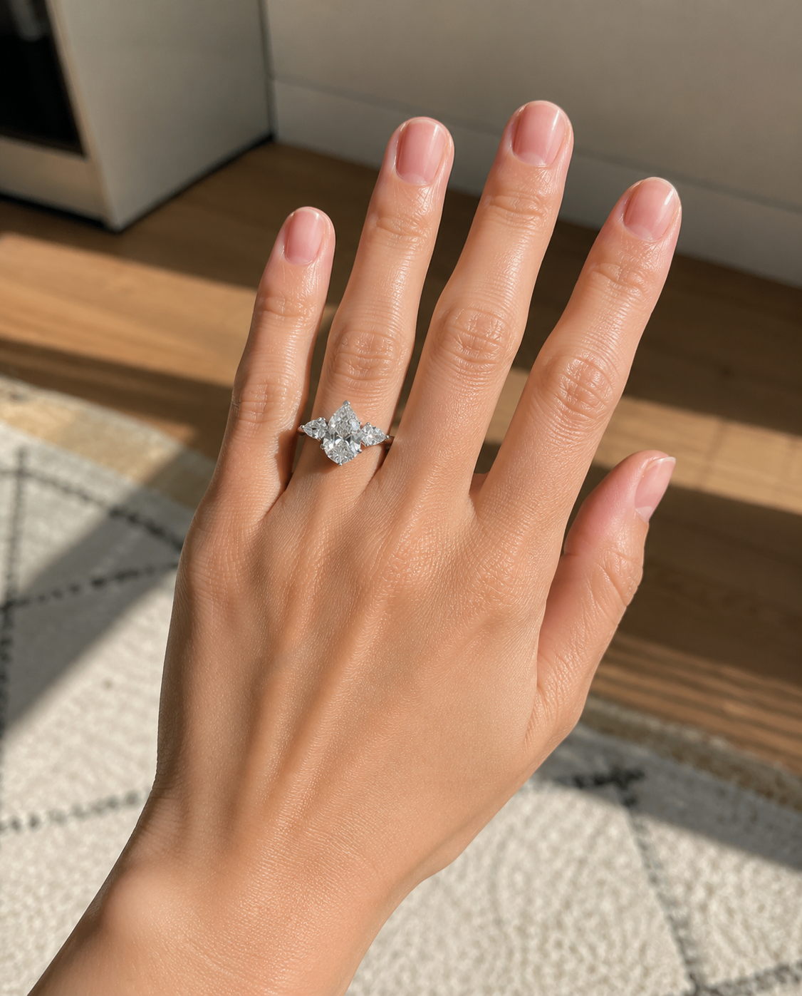 1.50 CT Pear Triology Diamond Ring (ARJS3010)