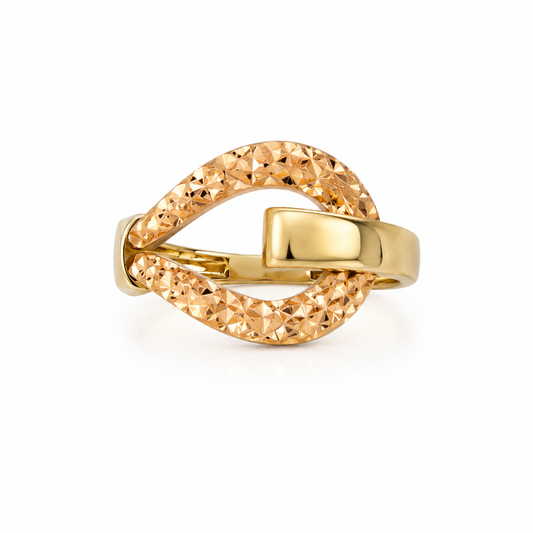 18K Gold Tri-Color Textured Loop Ring (GJEW121)