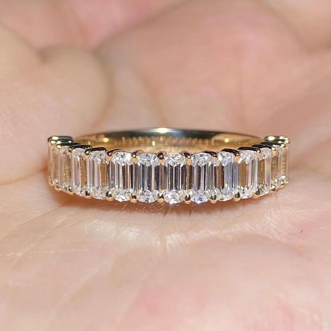 Emerald Half Eternity Band in Yellow Gold  (ARJS3969)