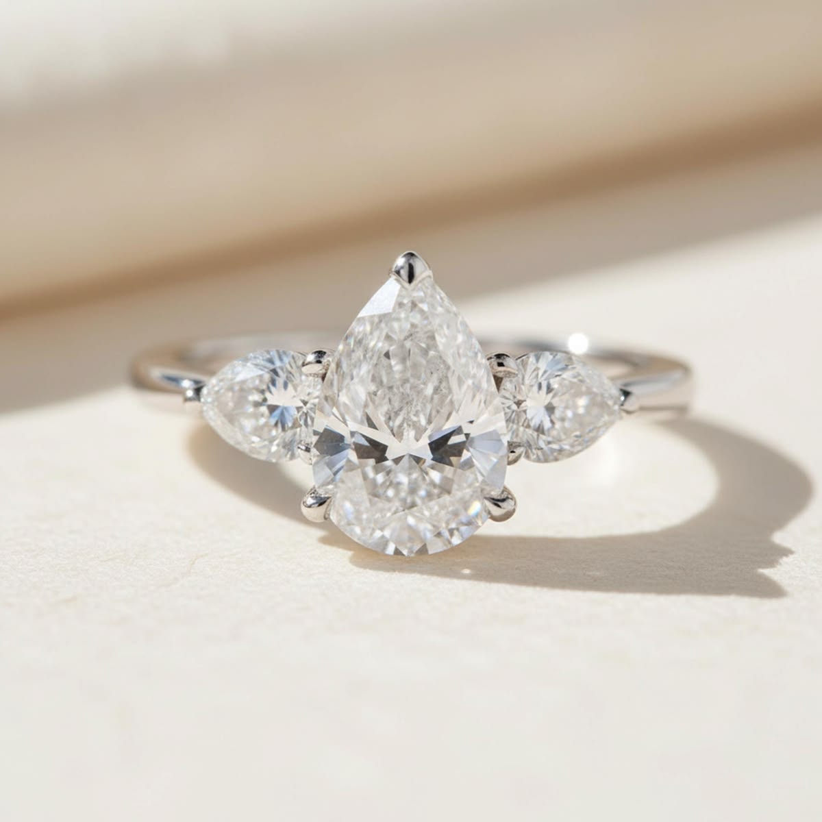 2 carat Pear Triology Diamond Ring (ARJS4374)