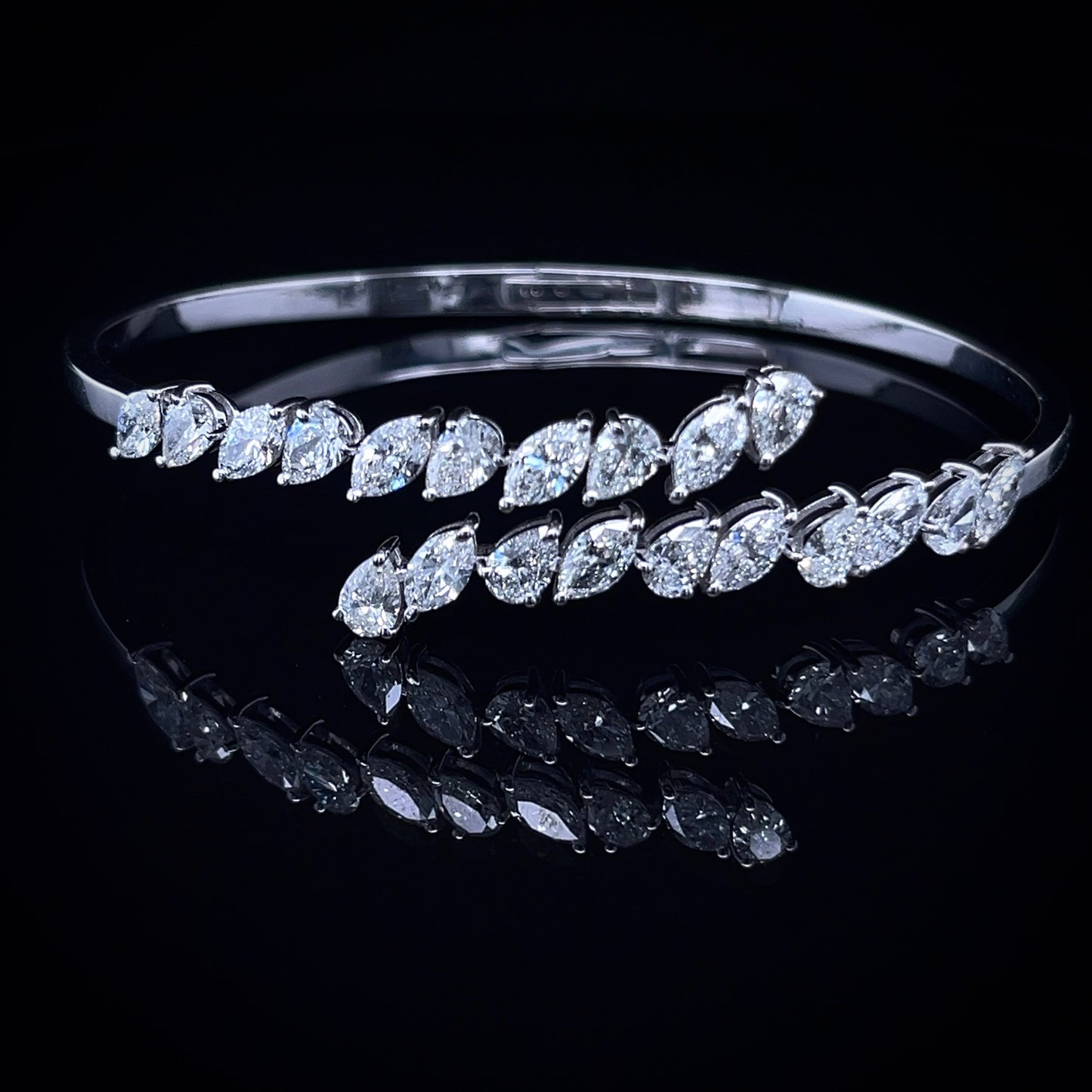 2 Row Pear & Marquise Diamond Bangle (ARJS3017)