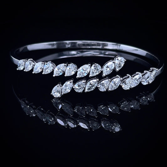 2 Row Pear & Marquise Diamond Bangle (ARJS3017)