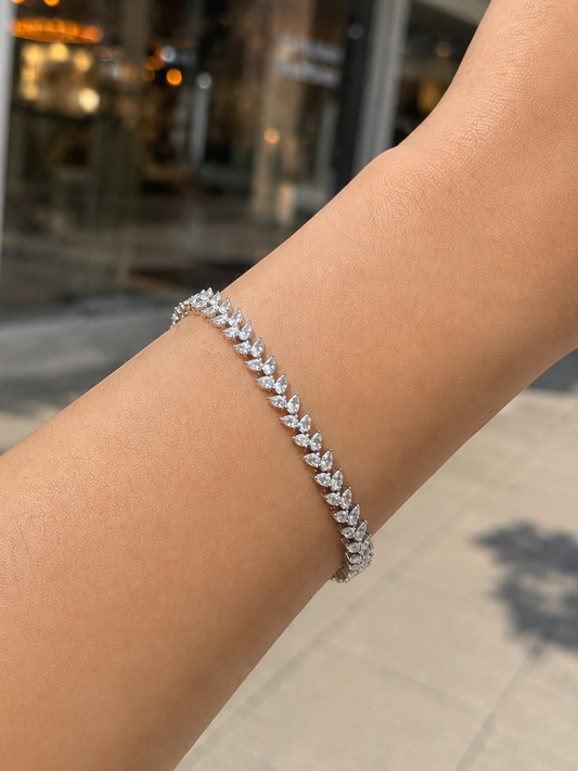 2 Line Pear Diamond  Bracelet  (ARJS3944)