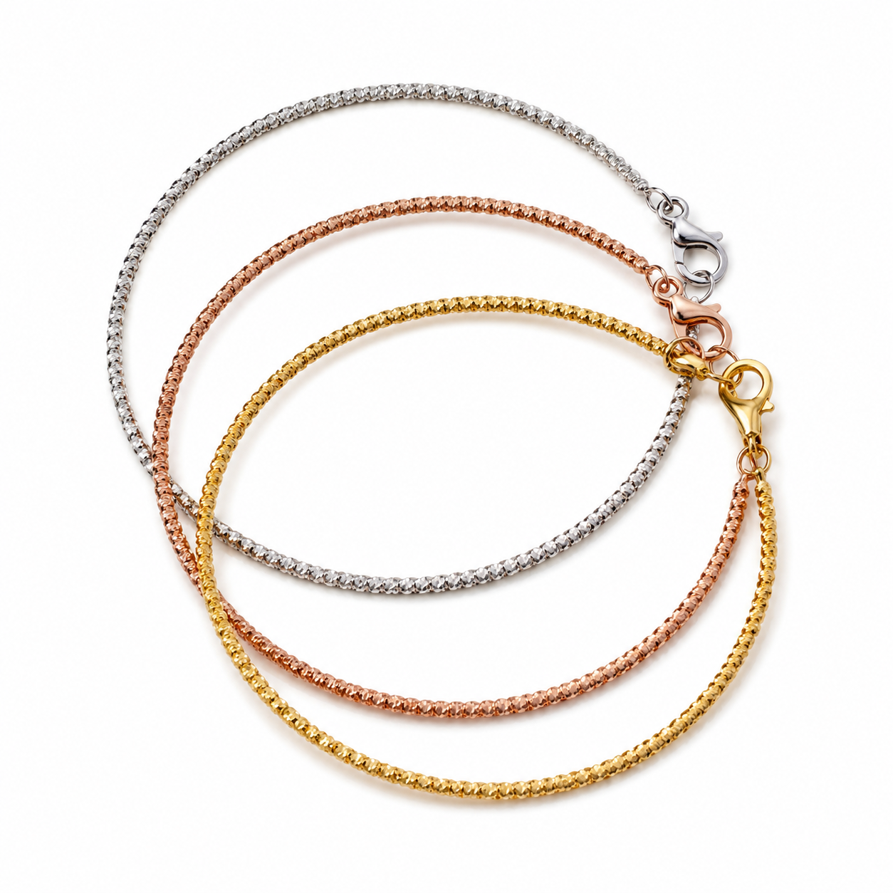 18K Gold Tri-Color Bracelet Set for Women (GJEW163)