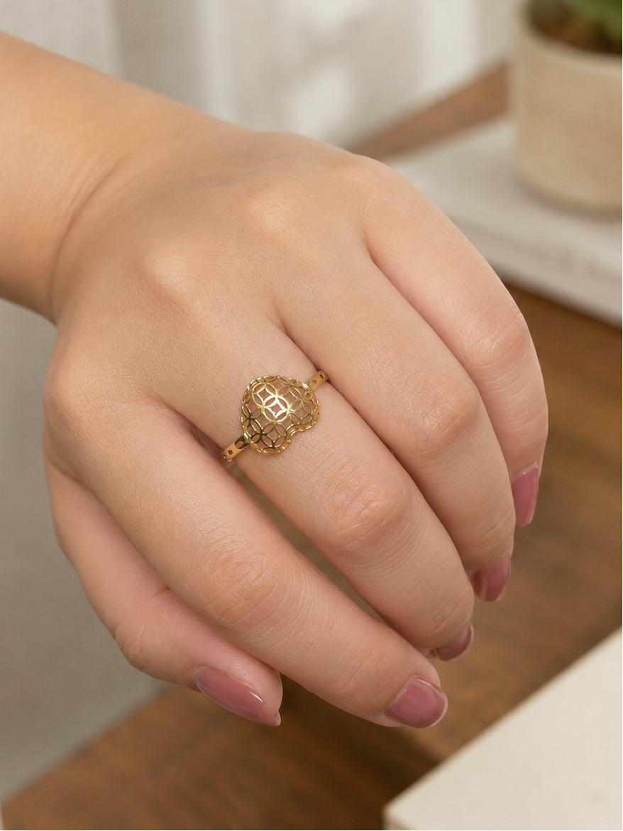 18K Gold Filigree Heart Ring (GJEW311)