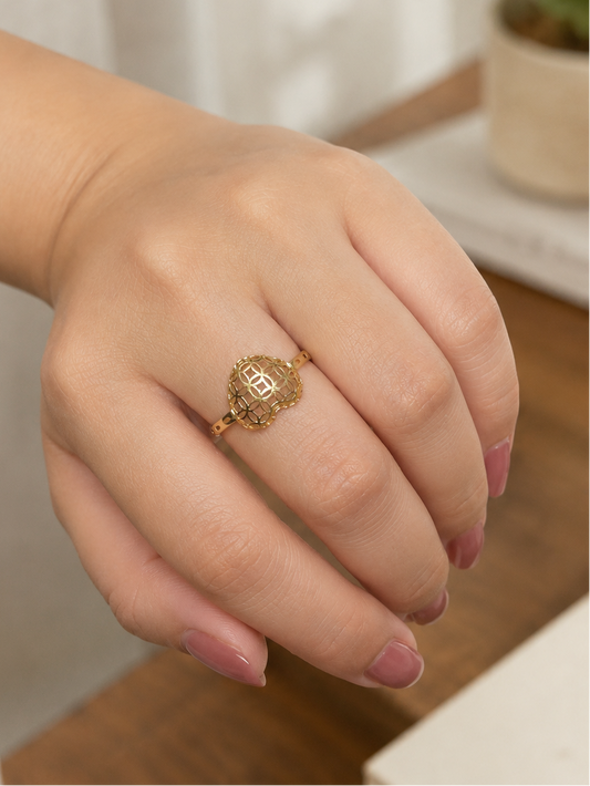 18K Gold Filigree Heart Ring (GJEW311)
