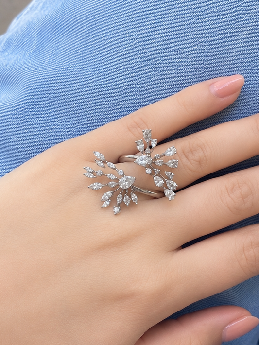 Mix Shape Diamond Open Ring(ARJS4042)