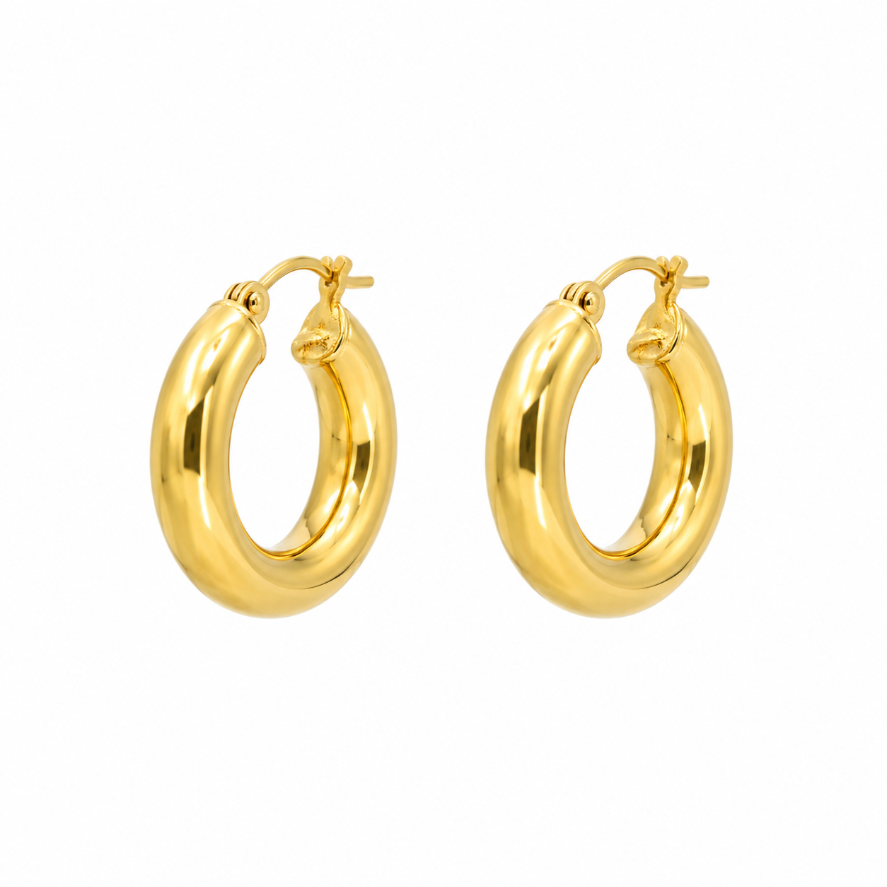 18k Gold Classic Tubular Hoop Earrings (GJEW60-61)