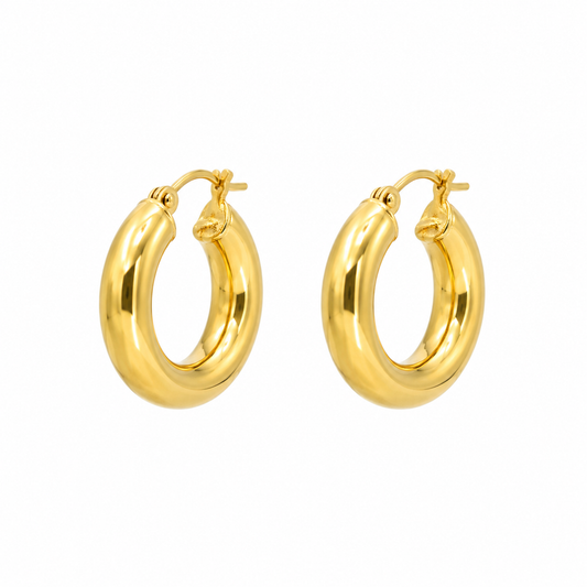 18k Gold Classic Tubular Hoop Earrings (GJEW60-61)